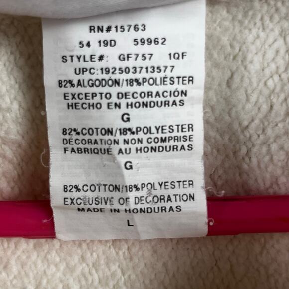 Champion Reverse Weave Hoodie L Cream GF757 Heavyweight Sweatshirt Logo Womens - Picture 6 of 16